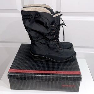 Revelations Vintage Women’s Winter Boots size 6.5N Black Nylon Faux Fur lined